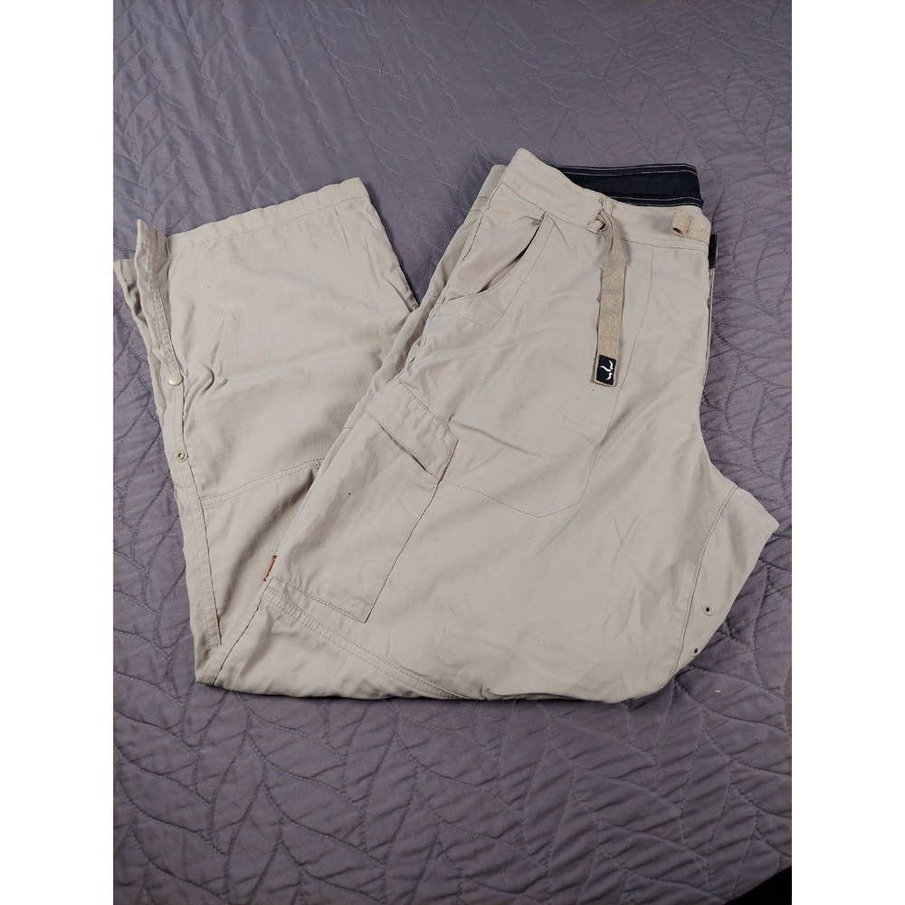 Prana Zion Pants Mens Large Tan Nylon Hiking Stretch Straight Lightweight